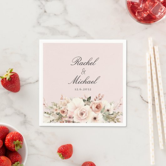 Elegant, rosa, pastellfarben, Blume Serviette (Beispiel)