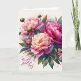 Elegant Rosa Peonies Mother's Day Floral Karte