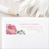 Elegant Rosa Peony Floral und Grüne Rückkehr Addr. (Insitu)