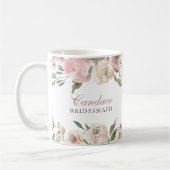 Elegant Rosa Personalisierte Brautjungfrau Kaffeetasse (Links)
