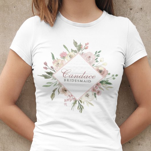 Elegant Rosa Personalisierte Brautjungfrau T-Shirt
