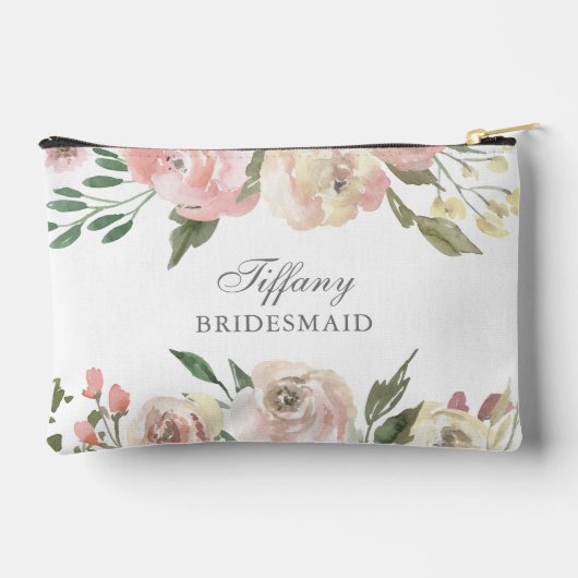 Elegant Rosa Personalisierte Brautjungfrau Zubehörtasche (Rückseite)