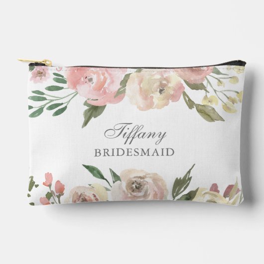 Elegant Rosa Personalisierte Brautjungfrau Zubehörtasche (Vorderseite)