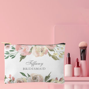 Elegant Rosa Personalisierte Brautjungfrau Zubehörtasche