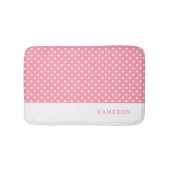 Elegant rosa Polka Dots Personalisiert Badematte (Vorderseite)