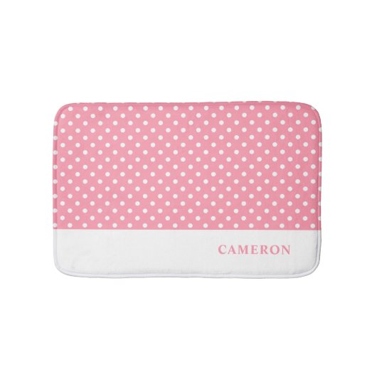 Elegant rosa Polka Dots Personalisiert Badematte (Vorderseite)