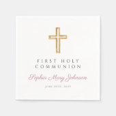 Elegant Rosa Religiöse Erste Heilige Kommunion Serviette (Vorderseite)