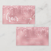 Elegant rosa Rosa Glitzer Tropfen Visitenkarte (Vorne/Hinten)