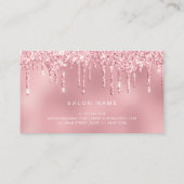 Elegant rosa Rosa Glitzer Tropfen Visitenkarte (Rückseite)