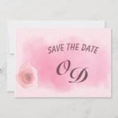 Elegant rosa Rosa Rosa Save the Date blühend (Rückseite)