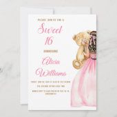 Elegant Rosa Rose 16 . Geburtstag 16 Geburtstag Einladung (Vorderseite)