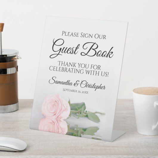 Elegant Rosa Rose Bitte unterschreiben Sie unser G Sockelschild (In SItu)