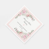 Elegant Rosa Rose Floral 50. Hochzeitstag Serviette (Ecke)