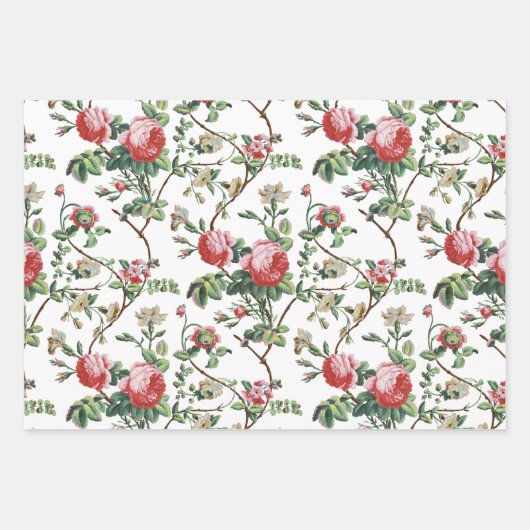 Elegant Rosa Rose Floral-White, Black & Ruby BG Geschenkpapier Set (Vorderseite)