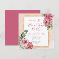 Elegant Rosa Rose | Gold Frame 21. Geburtstag Part