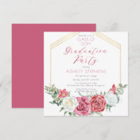 Elegant Rosa Rose | Gold Frame Graduation Party