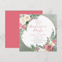 Elegant Rosa Rose | Gold Frame Graduation Party