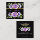 Elegant Rosa Rose Lilac Blume Haar & Makeup Quadratische Visitenkarte (Vorne/Hinten)