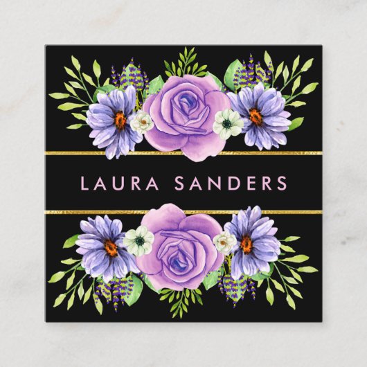 Elegant Rosa Rose Lilac Blume Haar & Makeup Quadratische Visitenkarte (Vorderseite)