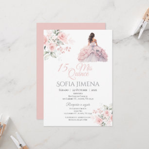 Elegant Rosa Rose Quinceanera Einladung