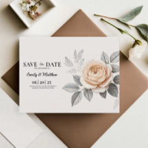 Elegant Rosa Rose Save the Date