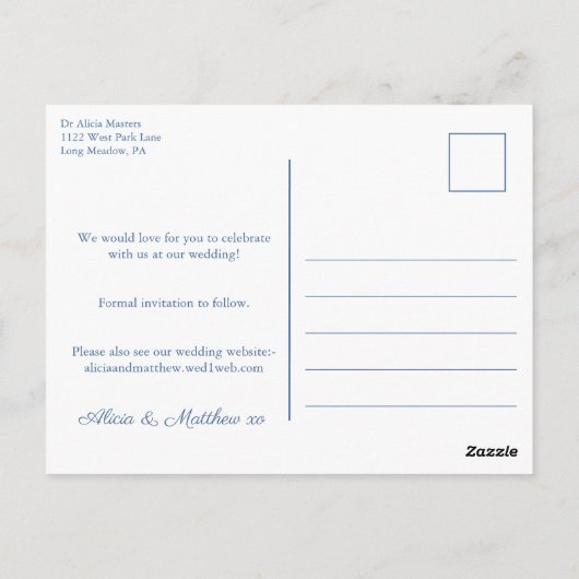 Elegant rosa Rosen Hochzeit der Marine speichern d Postkarte (Rückseite)