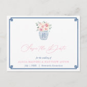 Elegant rosa Rosen Hochzeit der Marine speichern d Postkarte (Vorderseite)