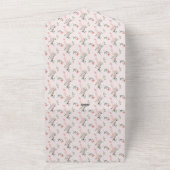 Elegant rosa Rosen mit Schmetterlinge Babydusche All In One Einladung (Außenbereich)