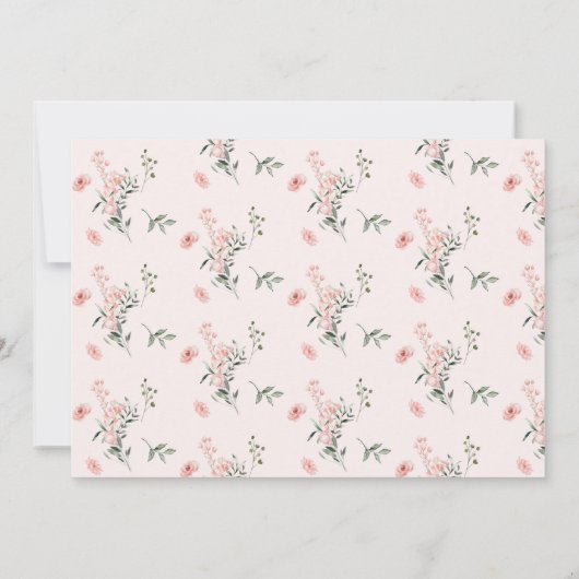 Elegant rosa Rosen mit Schmetterlinge Babydusche Dankeskarte (Rückseite)