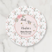 Elegant rosa Rosen mit Schmetterlinge Babydusche Geschenkanhänger (Rückseite)