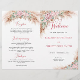 Elegant rosa Rosen Pampas Gras und Grün