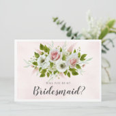 Elegant rosa Rosen werden Sie meine Bridesmaid-Kar (Stehend Vorderseite)