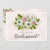 Elegant rosa Rosen werden Sie meine Bridesmaid-Kar (Vorne/Hinten)