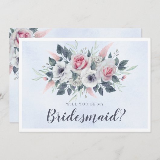 Elegant rosa Roses blau werden Sie meine Bridesmai (Vorne/Hinten)