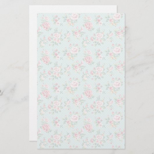 Elegant Rosa Roses Briefpapier (Vorne/Hinten)