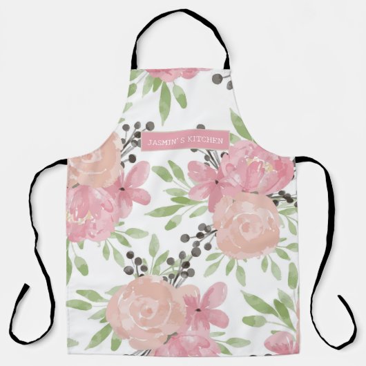 Elegant Rosa Roses Personalisiert Schürze (Vorderseite)