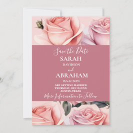 Elegant Rosa Roses Save the Date Einladung