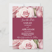 Elegant Rosa Roses Save the Date Einladung (Vorderseite)