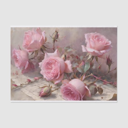 Elegant Rosa Roses Seidenpapier (Vorderseite)