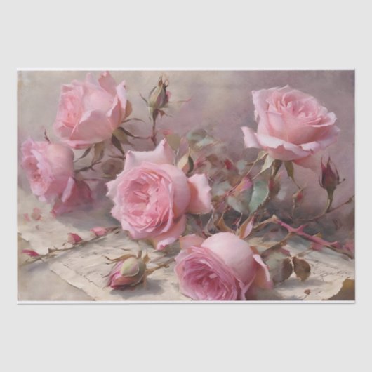 Elegant Rosa Roses Seidenpapier (Vorderseite)