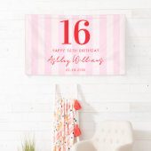 Elegant rosa Rot Moderne 16. Geburtstag Banner (Insitu)