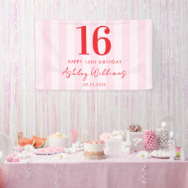 Elegant rosa Rot Moderne 16. Geburtstag Banner