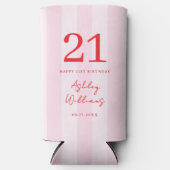 Elegant rosa Rot Moderne 21. Geburtstag Selters Dosenkühler (Vorderseite)