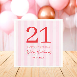 Elegant rosa Rot Moderne 21. Geburtstag Serviette