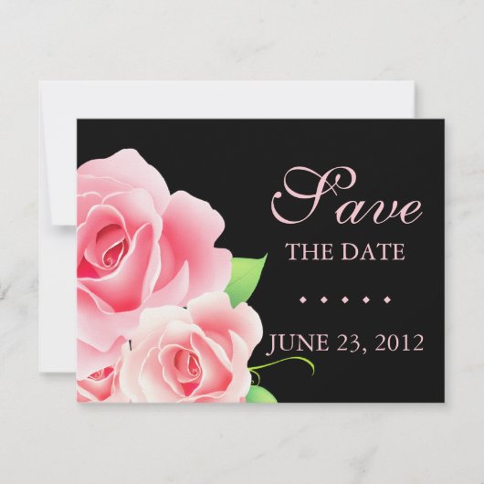 Elegant Rosa Save the Date [Schwarz] (Vorderseite)