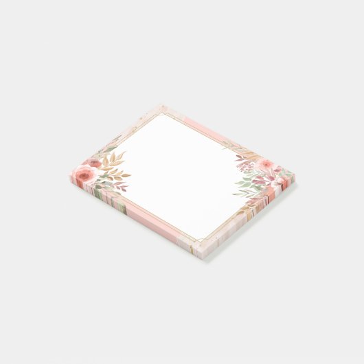 Elegant Rosa schöne Aquarellblume Post-it-Note Post-it Klebezettel (angewinkelt)