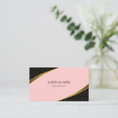 Elegant Rosa Schwarz & Golden Visitenkarte (Stehend Vorderseite)