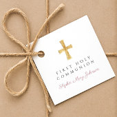 Elegant Rosa Script Cross First Communation Geschenkanhänger