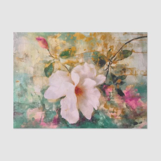 Elegant Rosa und Gold Floral Seidenpapier (Vorderseite)