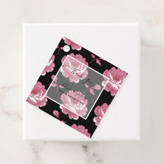 Elegant rosa Vintage Rose Hochzeitsgeschenk Geschenkanhänger (Beispiel)